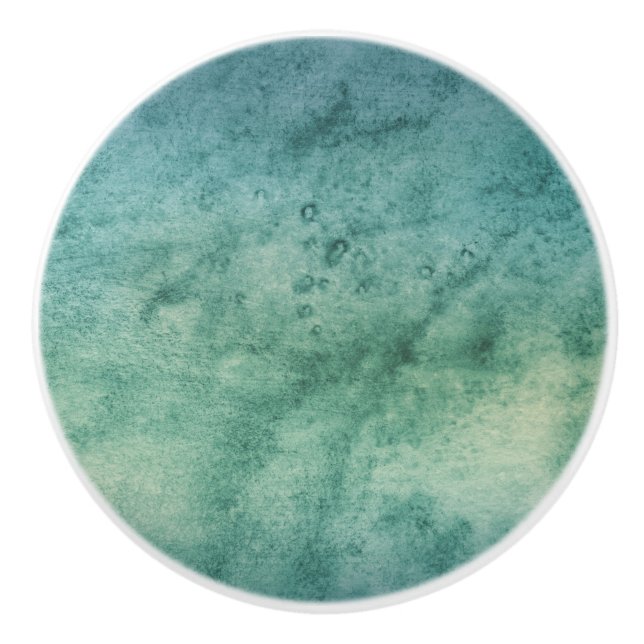 Bouton De Porte En Céramique Beau bleu vert Aqua Aquarelle Cravate-Dye (Devant)