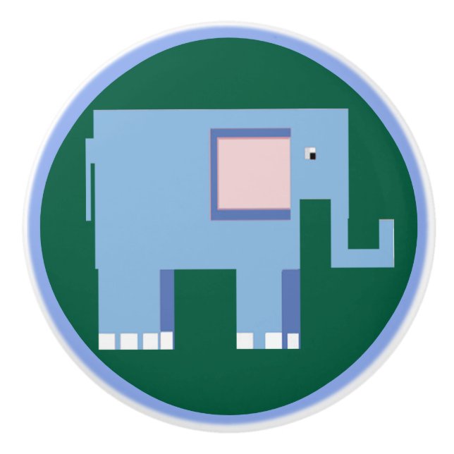 Bouton De Porte En Céramique Beau éléphant bleu (Devant)