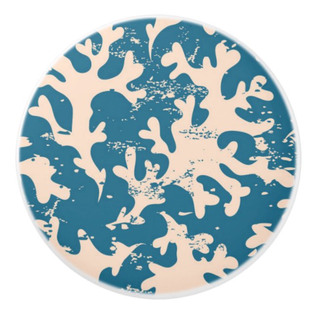 Bouton De Porte En Céramique Beau motif de corail (Devant)