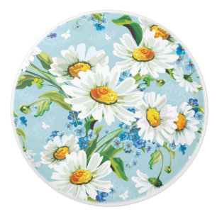 Bouton De Porte En Céramique Beau motif floral lumineux élégant 2