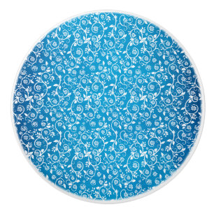 Bouton De Porte En Céramique Beau Motif géométrique bleu