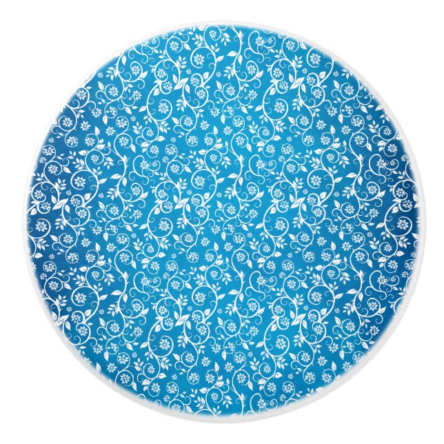 Bouton De Porte En Céramique Beau Motif géométrique bleu (Devant)