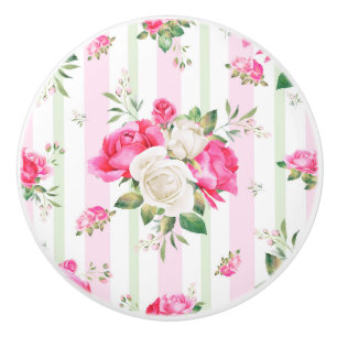 Bouton De Porte En Céramique beau, ressort, roses chics et roses minables,