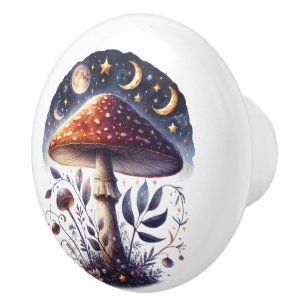 Bouton De Porte En Céramique Beau violet Toadstool Zodiac Arrière - plan