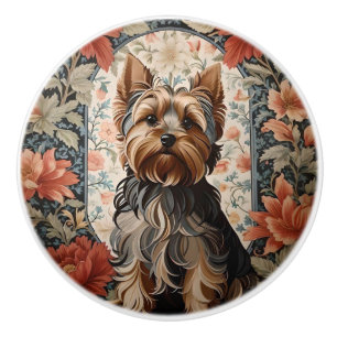 Bouton De Porte En Céramique Beau Yorkie   Portrait de Yorkshire Terrier