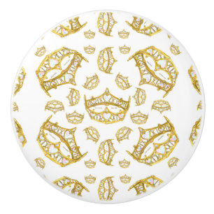 Bouton De Porte En Céramique Beaucoup de Queen of Hearts couronne or tiara bout