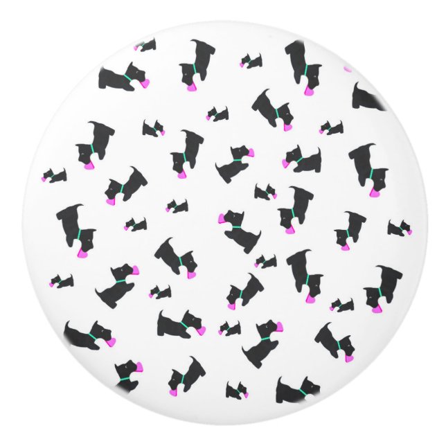 BOUTON DE PORTE EN CÉRAMIQUE BEAUCOUP DE SCOTS (Devant)