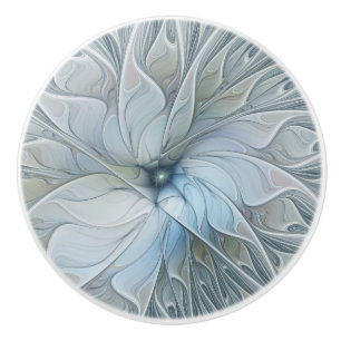 Bouton De Porte En Céramique Beauté élégante Art fractal abstrait moderne Fleur