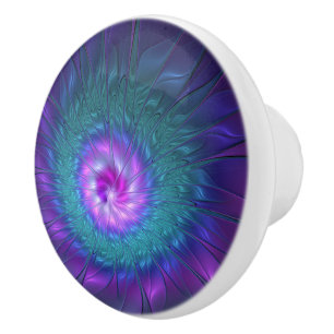 Bouton De Porte En Céramique Beauté florale Abstraite Fleur d'art fractionnée c