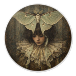 Bouton De Porte En Céramique Beauté victorienne avec papillon