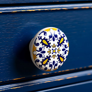 Bouton De Porte En Céramique 💙💛 Beaux azulejos bleus et jaunes,
