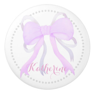 Bouton De Porte En Céramique Bébé au ruban rose