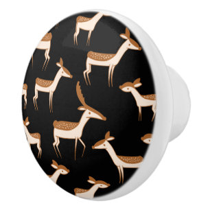 Bouton De Porte En Céramique Bébé mignon cerf et famille