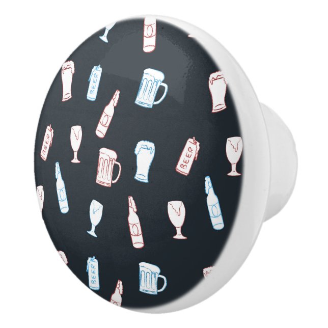 Bouton De Porte En Céramique Beers Rustic Hand Drawn Whimsical Beer Man Cave (Droite)