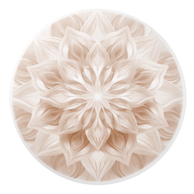 Bouton De Porte En Céramique Beige 3D Shiny Mandala Pattern (Devant)