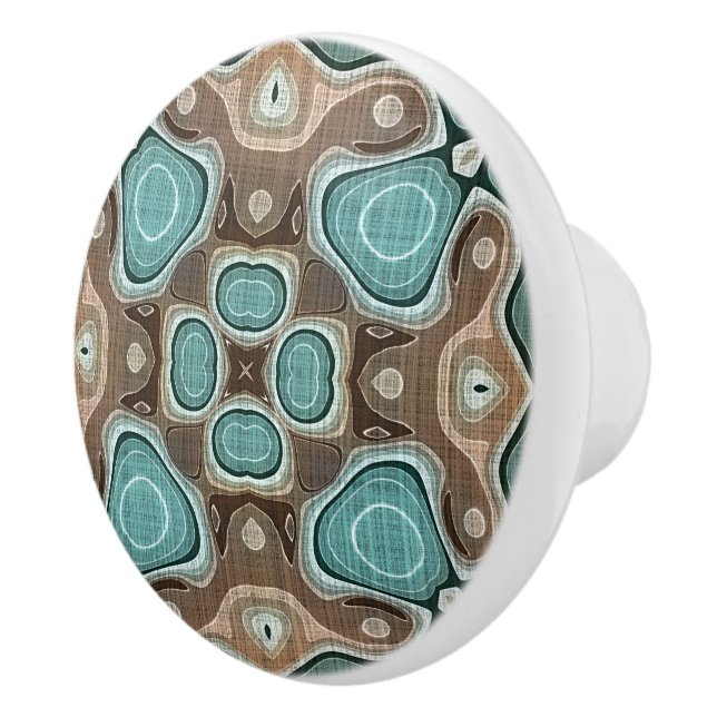 Bouton De Porte En Céramique Beige Brown Seafoam Turquoise Green Ethnic Trib Ar (Droite)