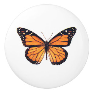 Bouton De Porte En Céramique Bel art de cru de papillon de monarque
