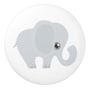Bouton De Porte En Céramique Bel éléphant de neutre de bébé