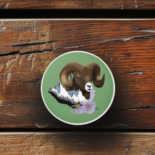 Bouton De Porte En Céramique Bélier majestueux de gros mouton brun Montagnes Ve