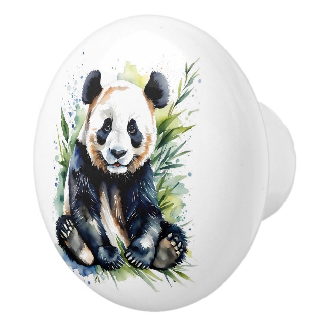 Bouton De Porte En Céramique Belle aquarelle Panda Bear (Droite)