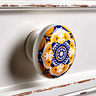 Bouton De Porte En Céramique 💛 💙 🤍 Belle Azulejos bleu et jaune