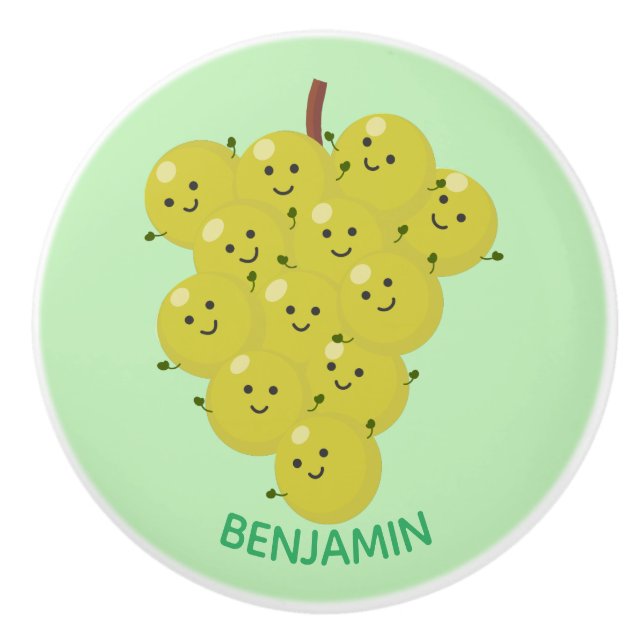 Bouton De Porte En Céramique Belle bande de raisins amusante illustration (Devant)