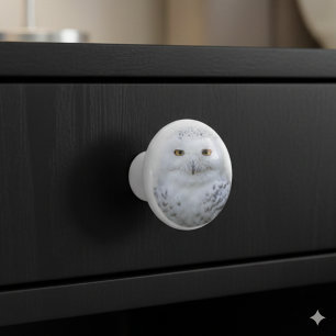 Bouton De Porte En Céramique Belle, Dreamy et Serene Snowy Owl