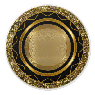 Bouton De Porte En Céramique Belle Elegant Gold et Black Design