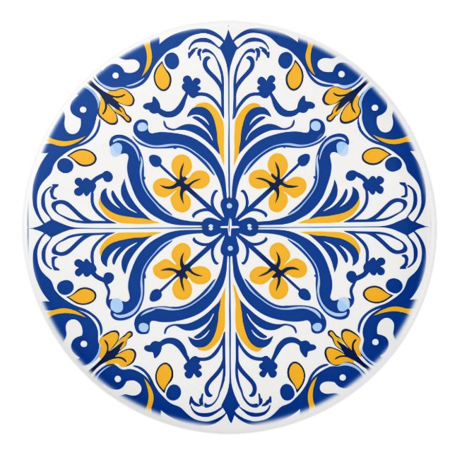 Bouton De Porte En Céramique Belle fausse tuile espagnol (Devant)