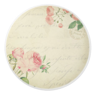 Bouton De Porte En Céramique Belle floraison de roses vintages design