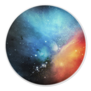 Bouton De Porte En Céramique Belle galaxie spatiale orange aqua Univers
