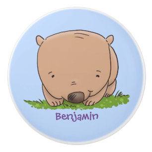 Bouton De Porte En Céramique Belle illustration de dessin animé de bébé wombat