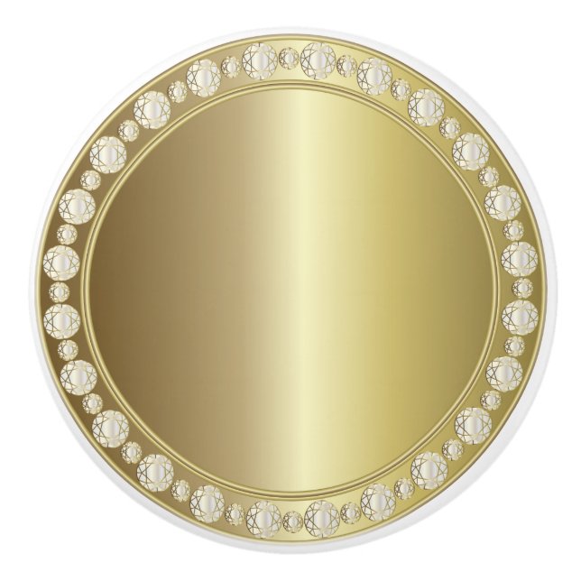 Bouton De Porte En Céramique Belle impression brillante or et diamant (Devant)