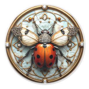 Bouton De Porte En Céramique Belle Ladybug Art Déco