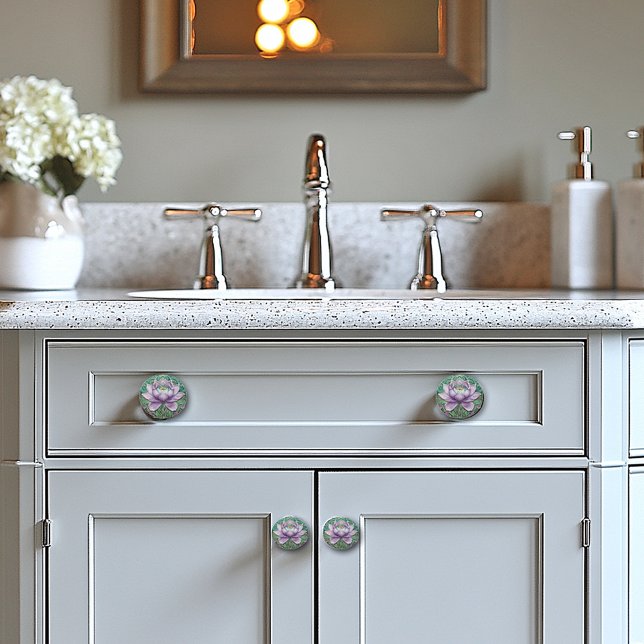 Bouton De Porte En Céramique Belle Lit d'eau rose Art Déco à Pond (Créateur téléchargé)