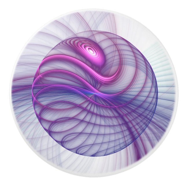 Bouton De Porte En Céramique Belle Swing Moderne Art Fractal Abstrait Rose (Devant)