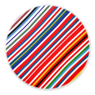 Bouton De Porte En Céramique Belles rayures décoratives colorées