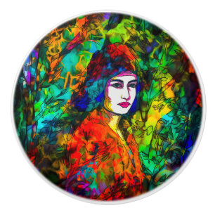 Bouton De Porte En Céramique Beret rouge