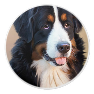 Bouton De Porte En Céramique Berner Sennenhund