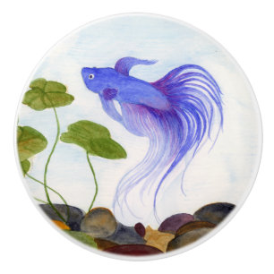 Bouton De Porte En Céramique Bêta bleu