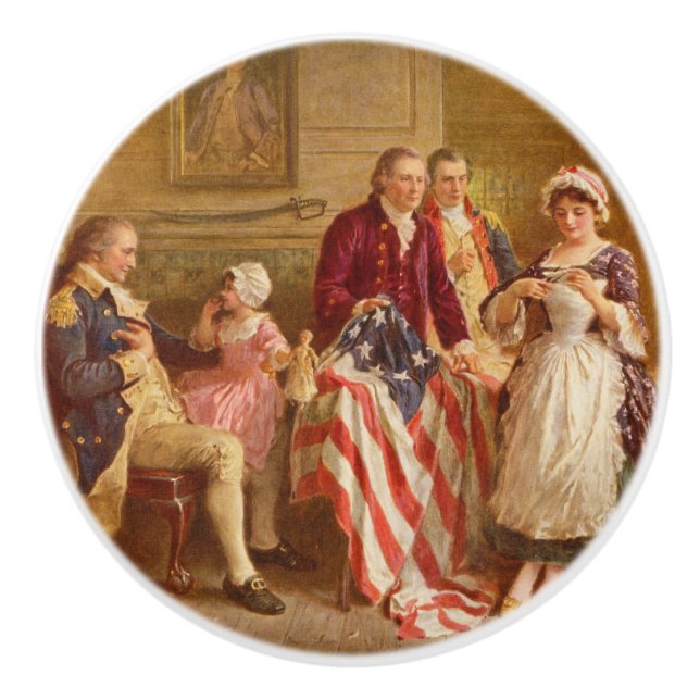 Bouton De Porte En Céramique Betsy Ross, 1777 (Histoire américaine) (Patriote a (Devant)