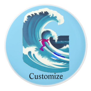 Bouton De Porte En Céramique Big Wave Surfer Thunder_Cove