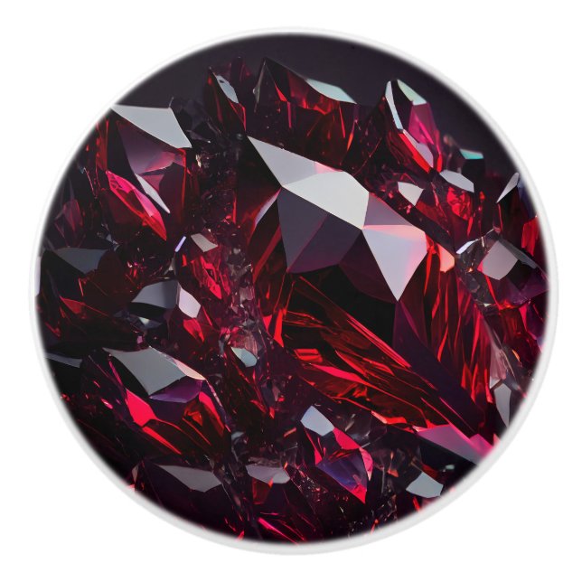 Bouton De Porte En Céramique Bijou en rubis rouge cristal Ceramic Knob (Devant)