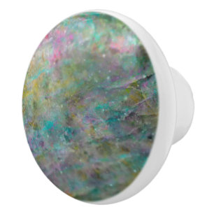 Bouton De Porte En Céramique Bille de cristal arc-en-ciel multicolore