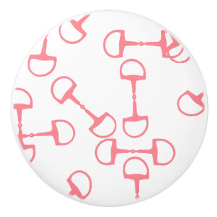 Bouton De Porte En Céramique Bits équestres roses