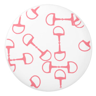 Bouton De Porte En Céramique Bits équestres roses