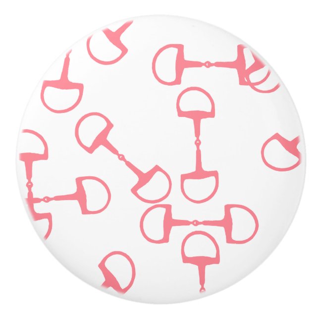 Bouton De Porte En Céramique Bits équestres roses (Devant)