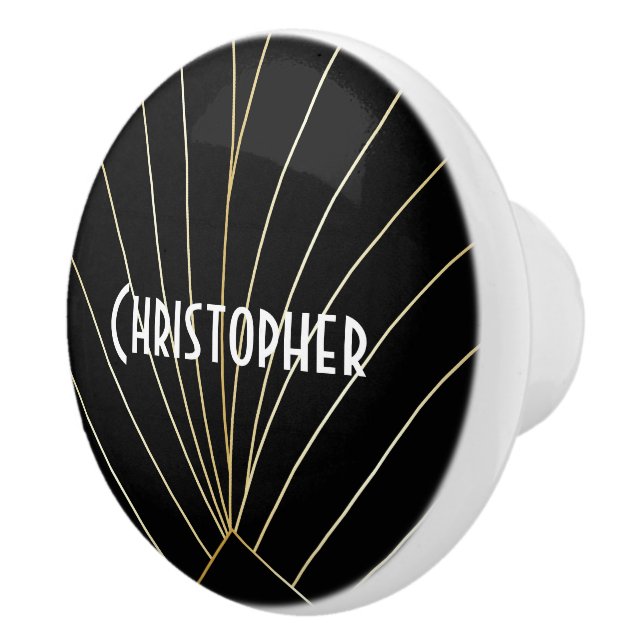 Bouton De Porte En Céramique Black Art Deco Design (Droite)