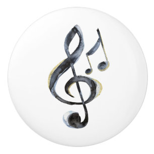 Bouton De Porte En Céramique Black Gold Music Notes