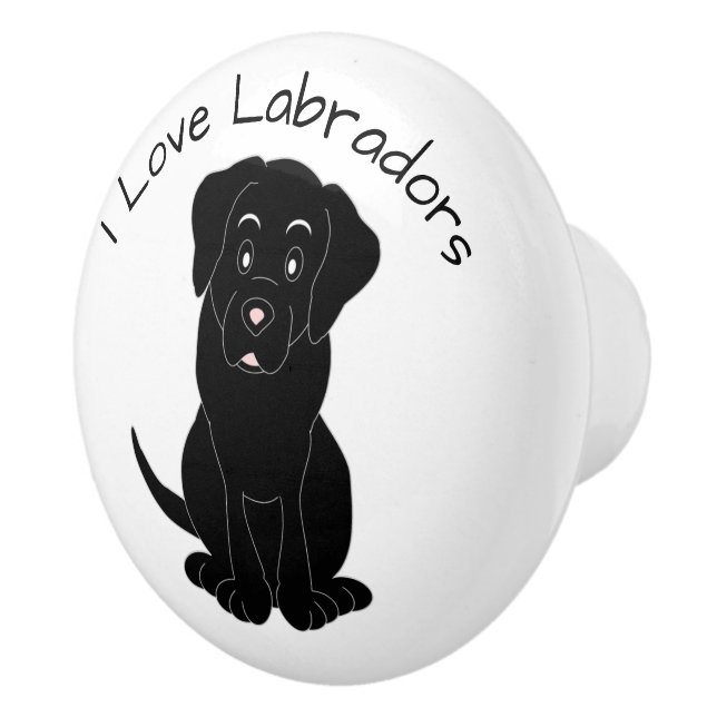 Bouton De Porte En Céramique Black Labrador Dog Design (Droite)